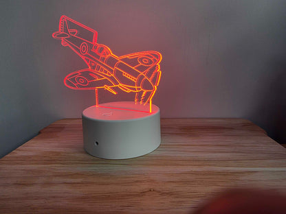 Spitfire LED Night Light – RGB Colour Changing Aircraft Lamp, Aviation Gift