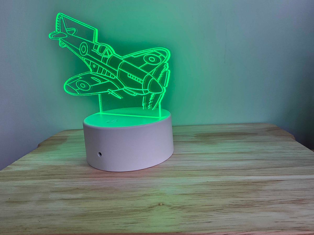 Spitfire LED Night Light – RGB Colour Changing Aircraft Lamp, Aviation Gift