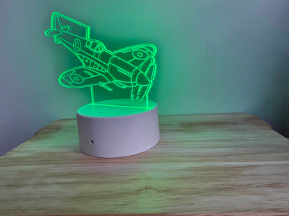 Spitfire LED Night Light – RGB Colour Changing Aircraft Lamp, Aviation Gift