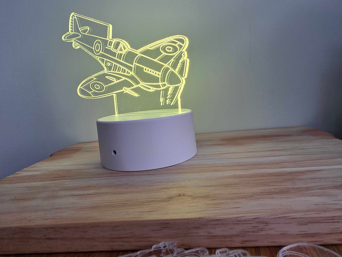 Spitfire LED Night Light – RGB Colour Changing Aircraft Lamp, Aviation Gift